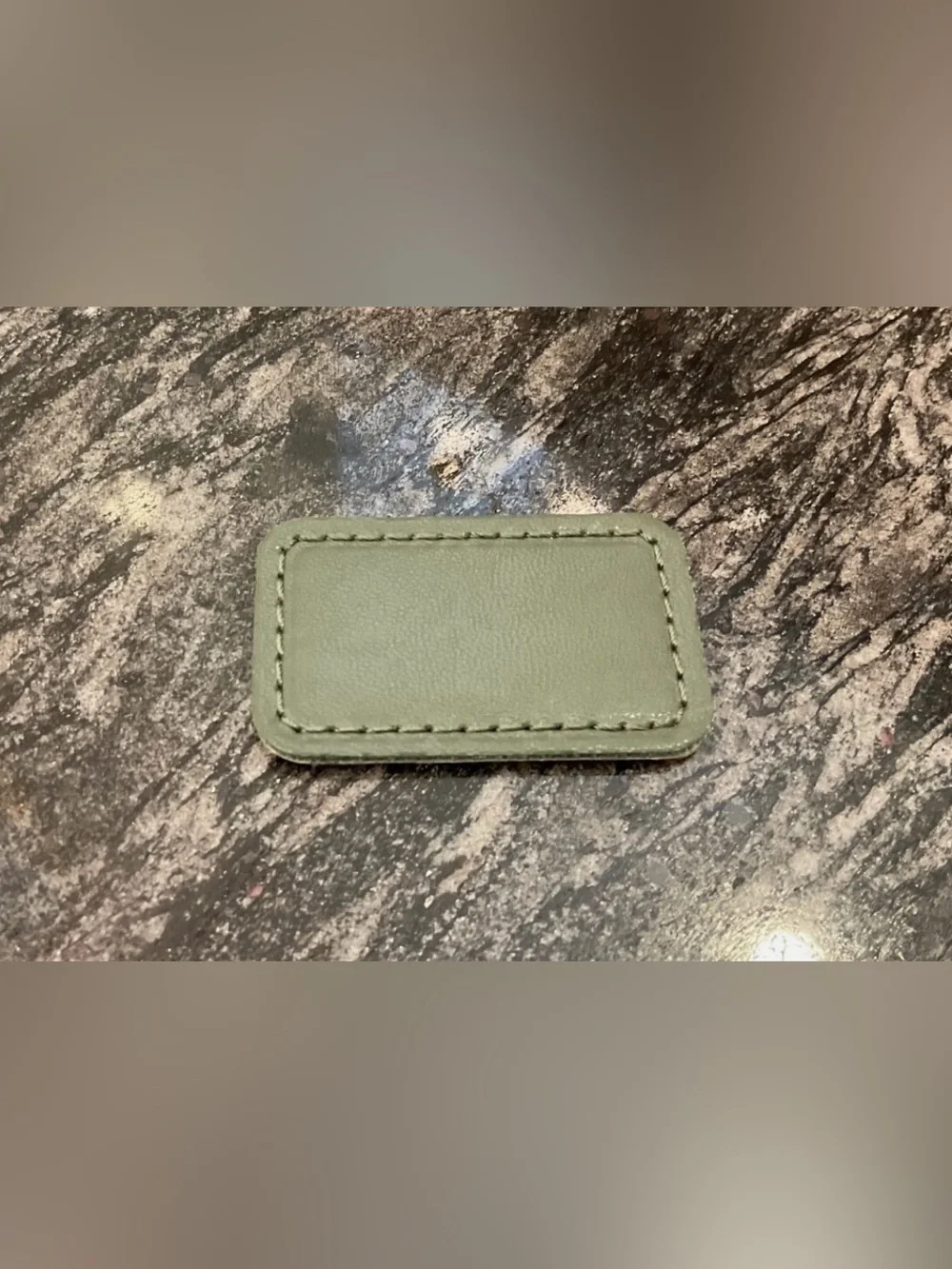 NEW Tumi Small 2” x 1-3/16” Leather Monogram Patch - SEAFOAM SAGE GREEN